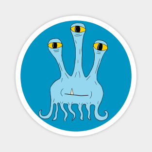 Three eyed blue alien Magnet